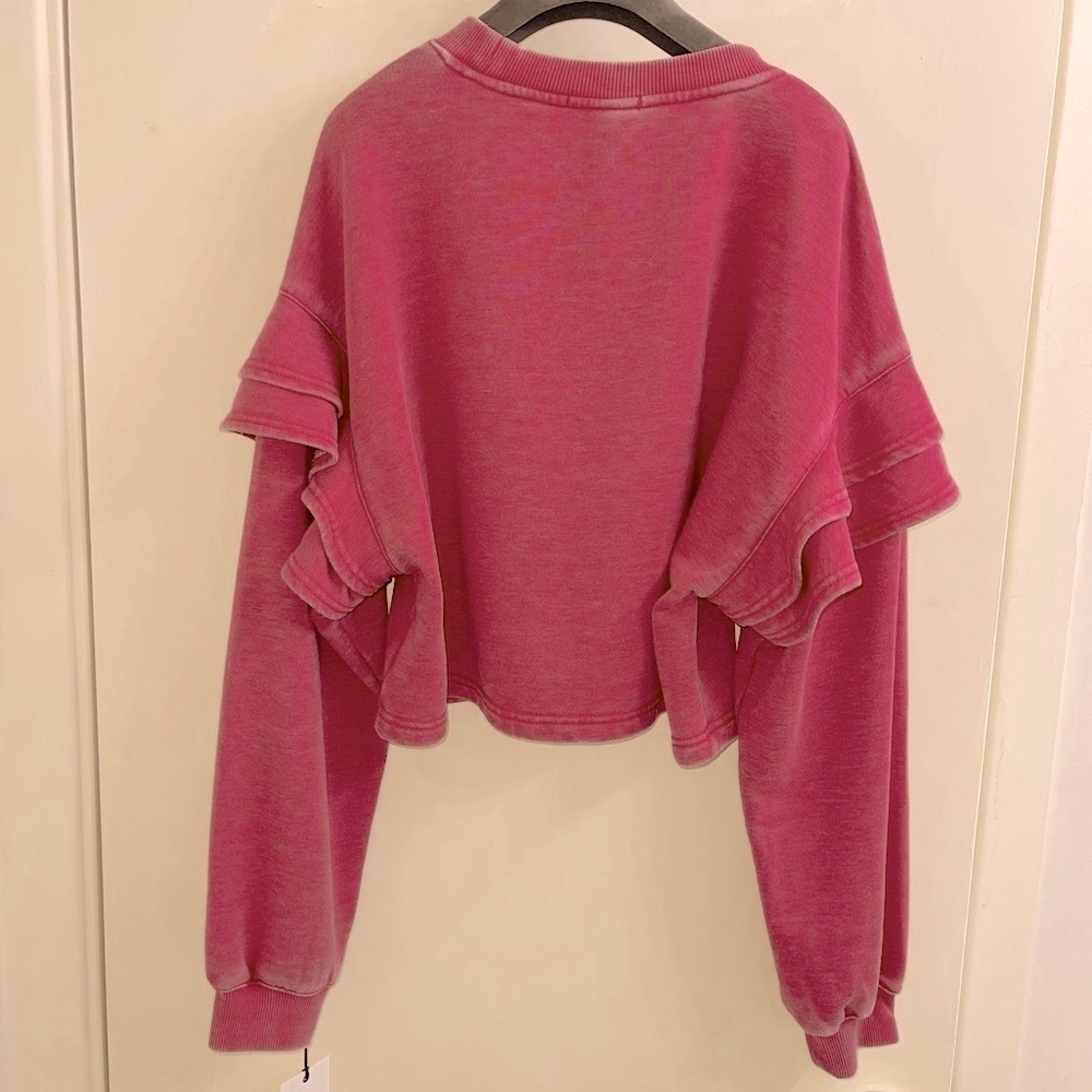 7 For All Mankind Raffle Shoulder Crop Sweatshirt - Picture 4 of 12